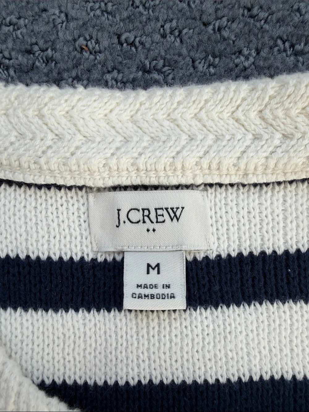 J. Crew Cream and Navy Striped Button Front Cardigan